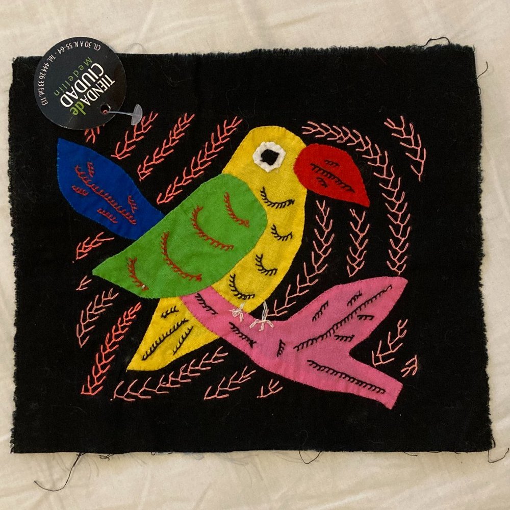 50% off bundles! Set of 2 hand-embroidered textiles from Panama (mini mola Guna)